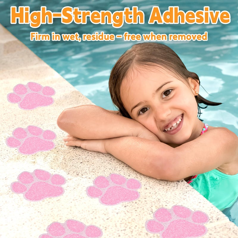 Secopad Non-Slip Bathtub Stickers  20 PCS Large Safety Bathroom Tubs Showers Treads Adhesive Decals with Scraper (Pink) - Image 4